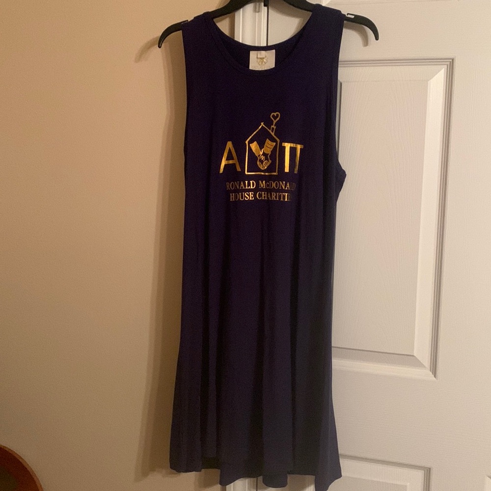 Revelry Alpha Delta Pi (ADPi) sorority flowy dress navy blue size large